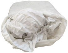 Hvide klude/håndklæderuller, skåret